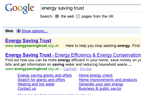 Energy saving trust spent £272,000 to be top of Google