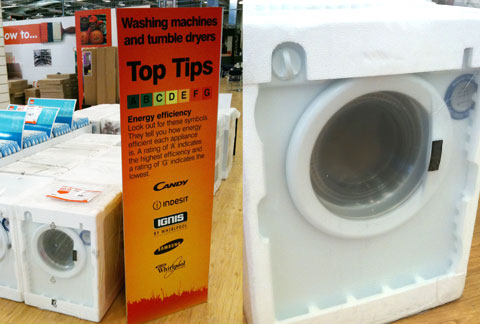 No energy labels on White Knight Tumble dryers in B&Q